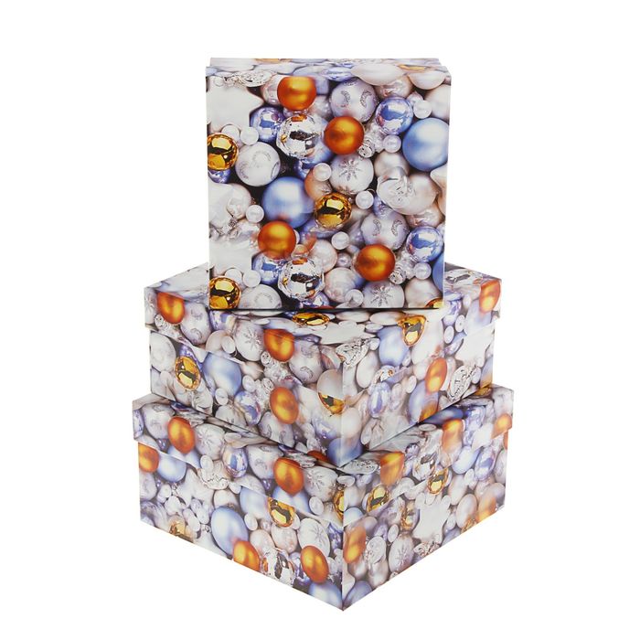 Набор коробок 3в1 "Много шаров", 19 х 19 х 9,5 - 15,5 х 15,5 х 6,5 см