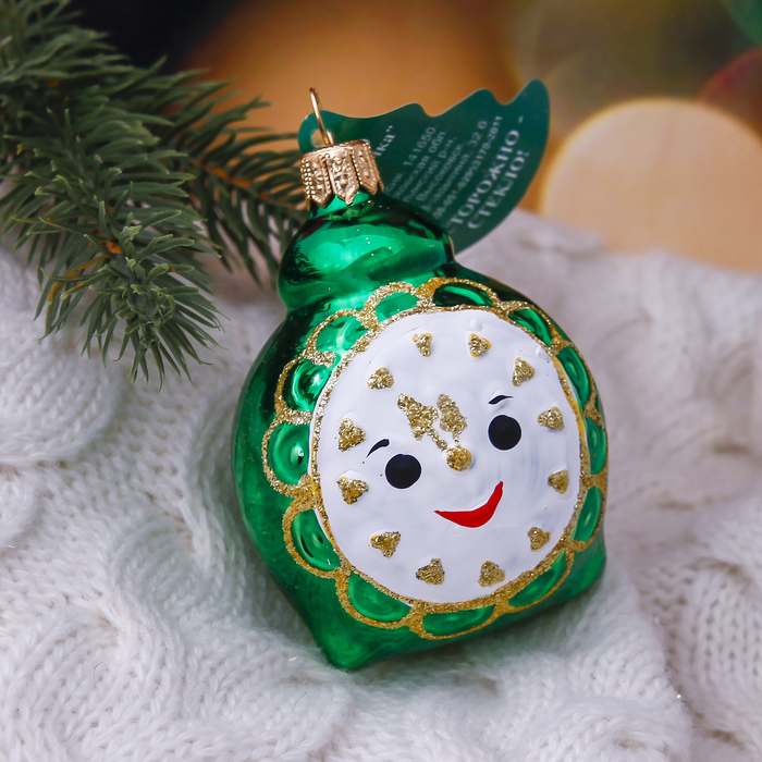 Ёлочная игрушка ручной работы "Часы" микс