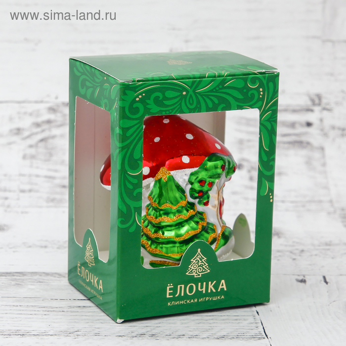 

Ёлочная игрушка ручной работы "Домик-грибок" 7,4 см
