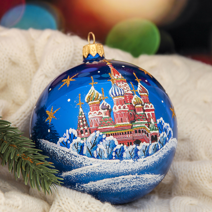 Новогодний шар ручной работы "Храм Василия Блаженного"
