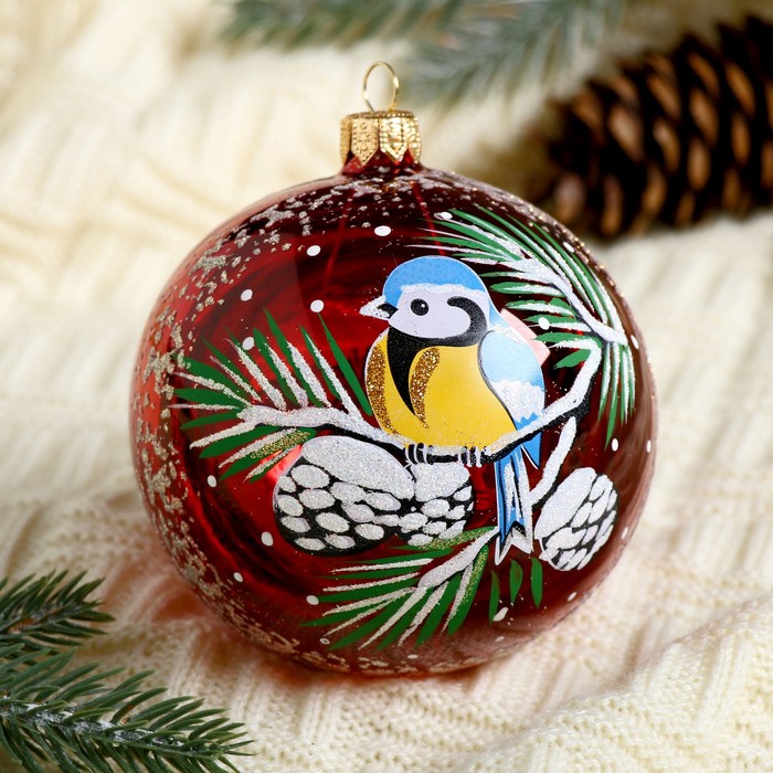 Новогодний шар ручной работы "Синичка"