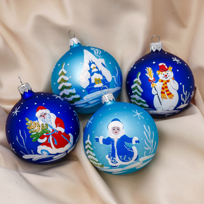 Новогодние шары ручной работы "В гостях у сказки" (набор 4 шт.)