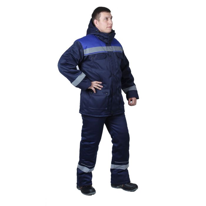 Костюм утеплённый «Буран», размер 48-50, рост 182-188 см, цвет тёмно-синий/василёк