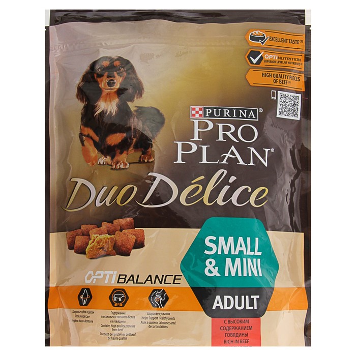Сухой корм PRO PLAN DUO DELICE для мелких пород собак, говядина/рис, 700 г