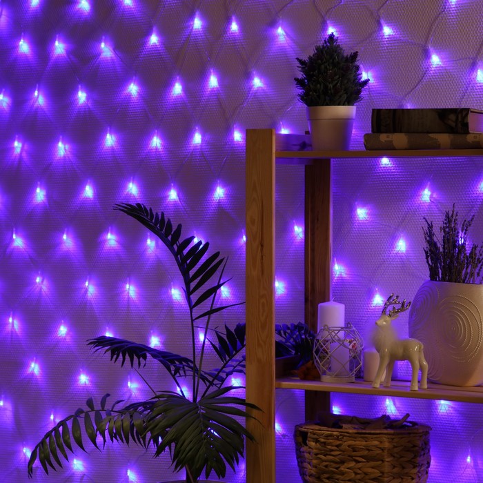 

Гирлянда «Сеть» 1.6 × 1.6 м, IP20, прозрачная нить, 144 LED, свечение синее, 8 режимов, 220 В