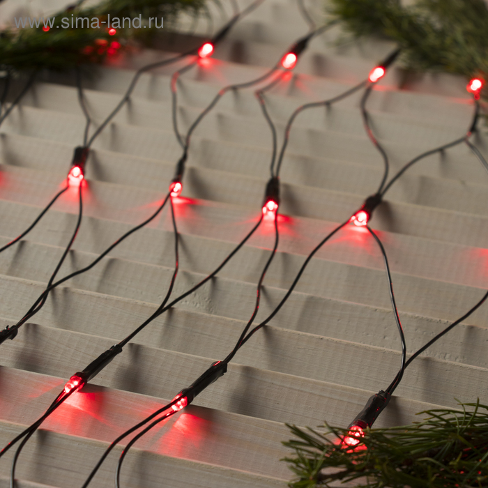 Гирлянда Сеть 2 х 2 м , IP20, тёмная нить, 224 LED, свечение красное, 8 режимов, 220 В
