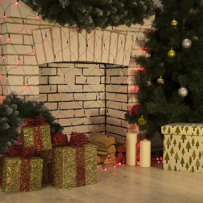 СЕТЬ, Ш:2 м, В:2 м, Н.Т. LED-224-220V, 8 режимов, КРАСНЫЙ