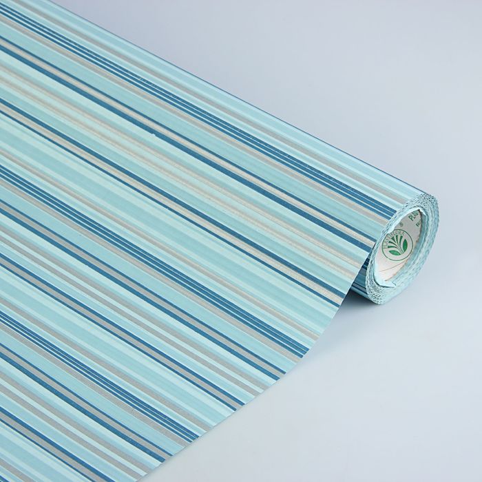 Бумага упаковочная крафт "Полоски люкс", серо-сине-серебрянный, 0.5 х 10 м