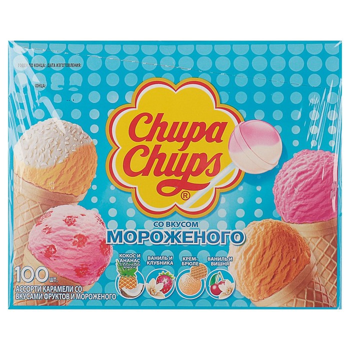 фото Карамель сhupa-сhups со вкусом мороженого, 12 г chupa chups