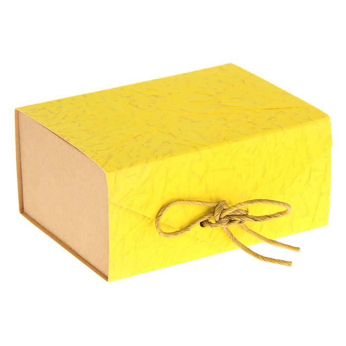 Коробка подарочная "Эко люкс", желтая, 13 х 10 х 6 см