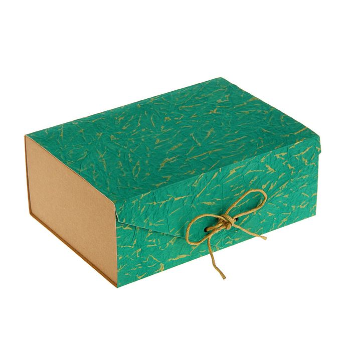 Коробка подарочная "Эко люкс", зеленая, 21 х 15 х 8 см
