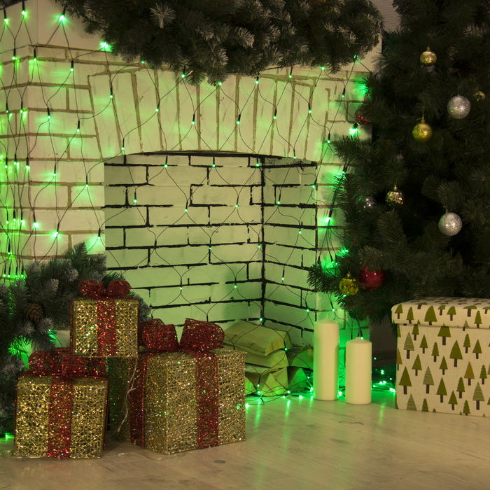 СЕТЬ, Ш:2 м, В:2 м, Н.Т. LED-224-220V, 8 режимов, ЗЕЛЕНЫЙ