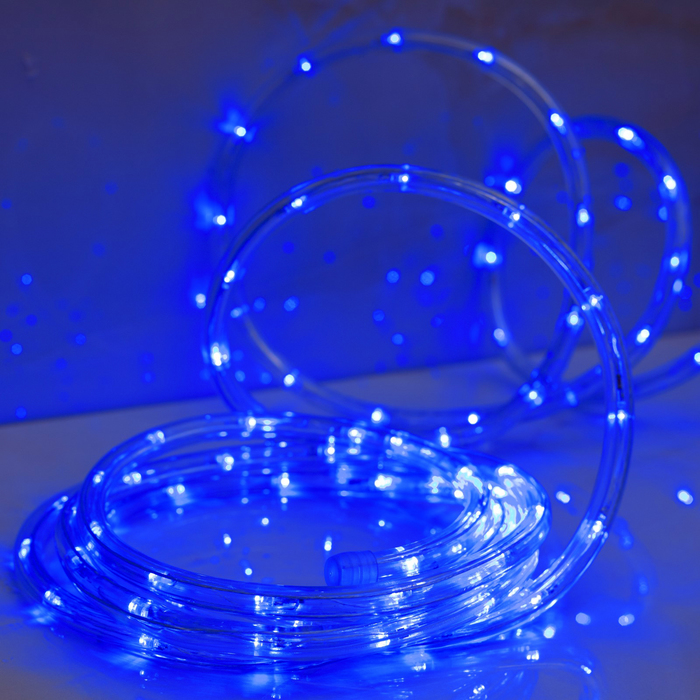 Световой шнур Luazon Lighting 10 мм, IP44, 5 м, 24 LED/м, 220 В, 8 режимов, свечение синее