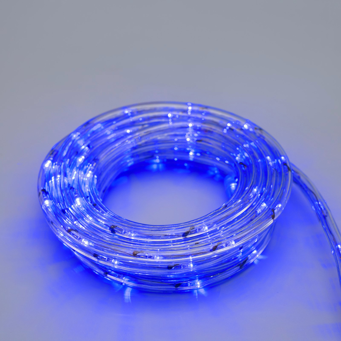 LED шнур 10 мм, круглый, 5 м, чейзинг, 2W-LED/м-24-220V, с контр. 8р, СИНИЙ