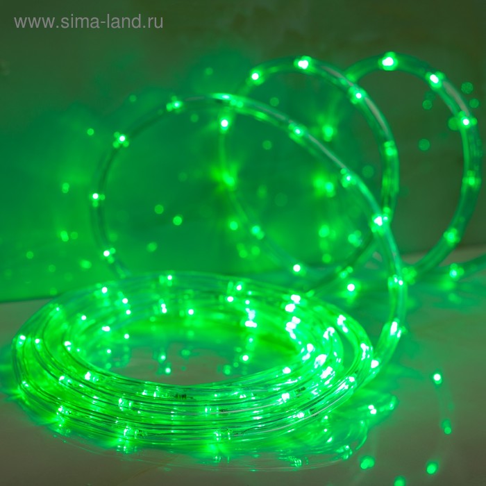 Световой шнур Luazon Lighting 10 мм, IP65, 5 м, 24 LED/м, 220 В, 8 режимов, свечение зелёное новогодние украшения luazon lighting led шнур круглый 8 режимов 5 м