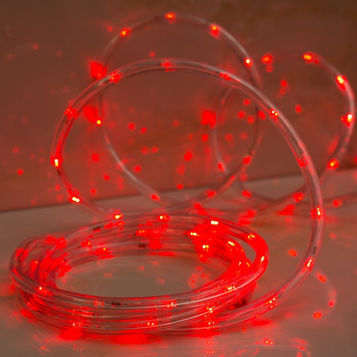Световой шнур Luazon Lighting 10 мм, IP44, 5 м, 24 LED/м, 220 В, 8 режимов, свечение красное