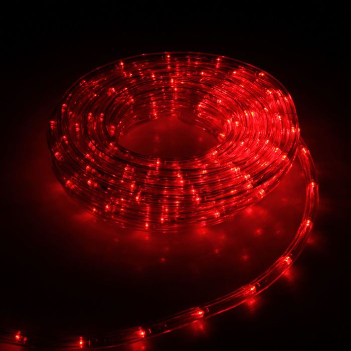 Световой шнур Luazon Lighting 10 мм, IP44, 5 м, 24 LEDм, 220 В, 8 режимов, свечение красное