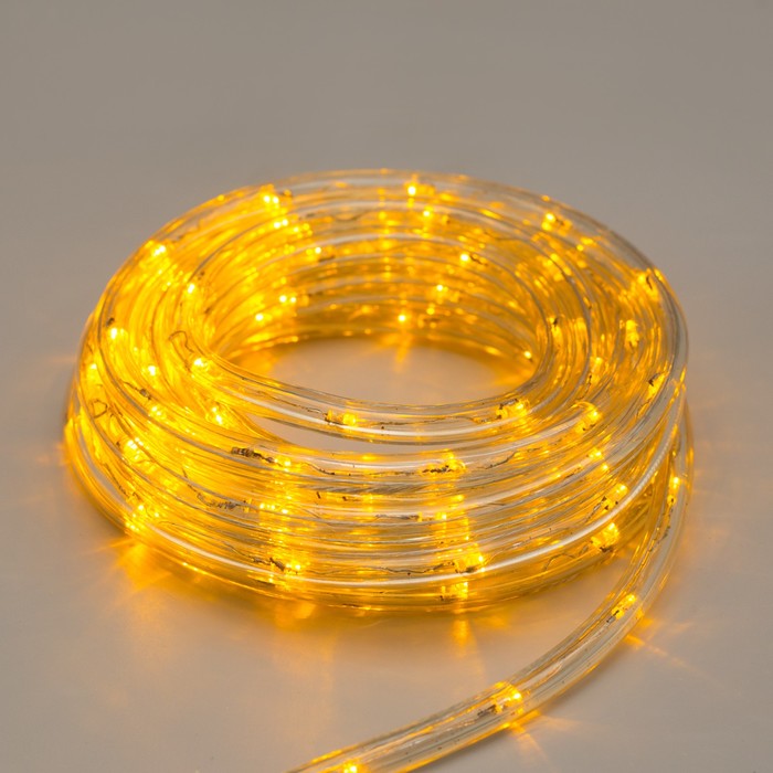 LED шнур 10 мм, круглый, 5 м, чейзинг, 2W-LED/м-24-220V, с контр. 8р, ЖЕЛТЫЙ