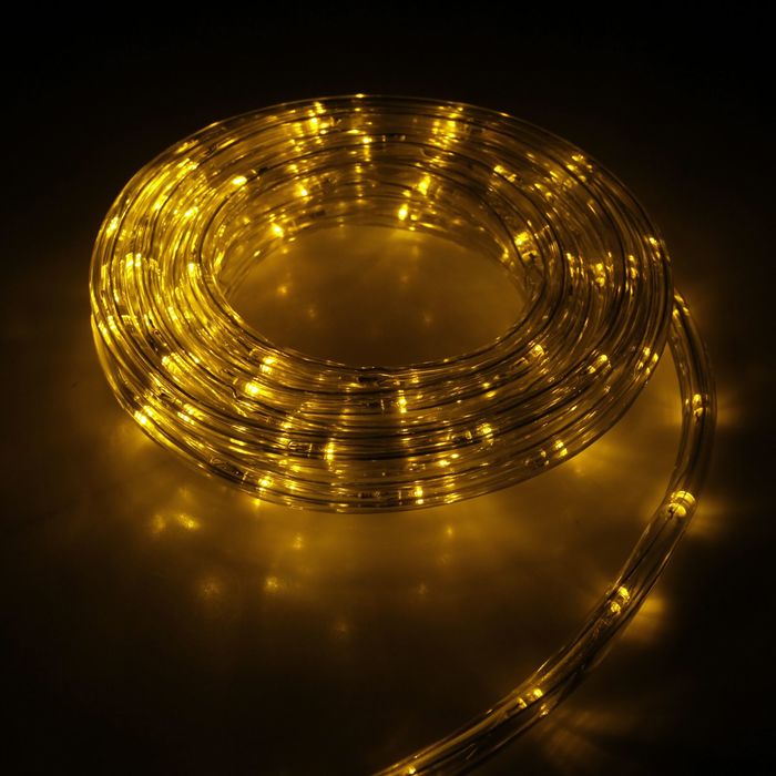 Световой шнур Luazon Lighting 10 мм, IP44, 5 м, 24 LEDм, 220 В, 8 режимов, свечение жёлтое