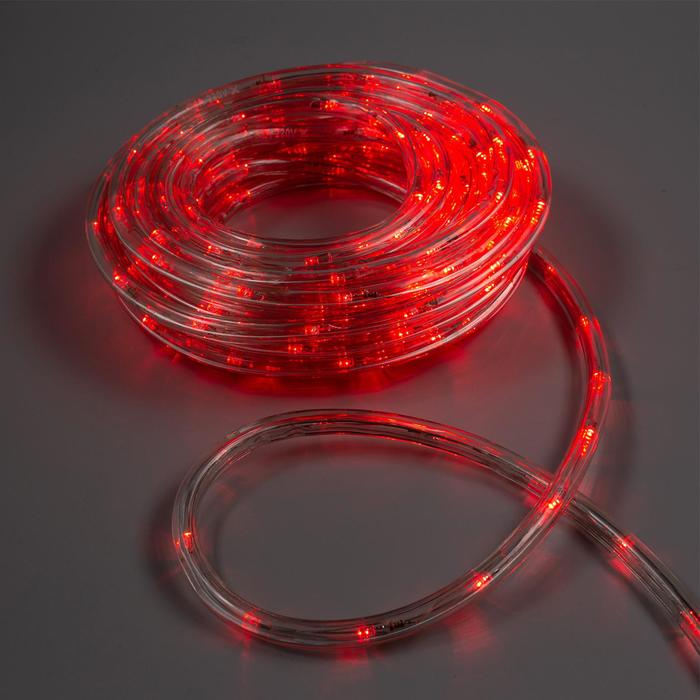 Световой шнур Luazon Lighting 10 мм, IP44, 10 м, 24 LEDм, 220 В, 8 режимов, свечение красное