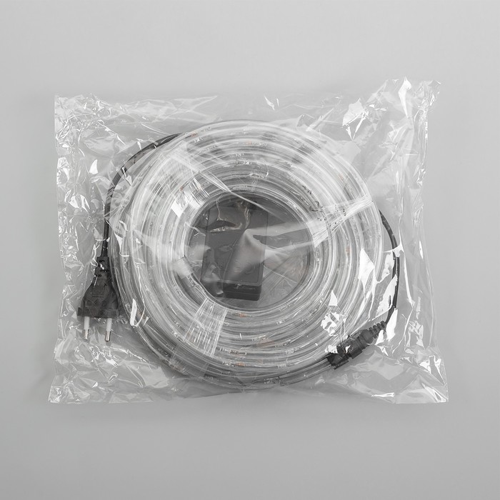 LED шнур 10 мм, круглый, 10 м, чейзинг, 2W-LED/м-24-220V, с контр. 8р, ЖЕЛТЫЙ