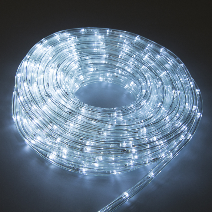 LED шнур 10 мм, круглый, 20 м, чейзинг, 2W-LED/м-24-220V, с контр. 8р, БЕЛЫЙ
