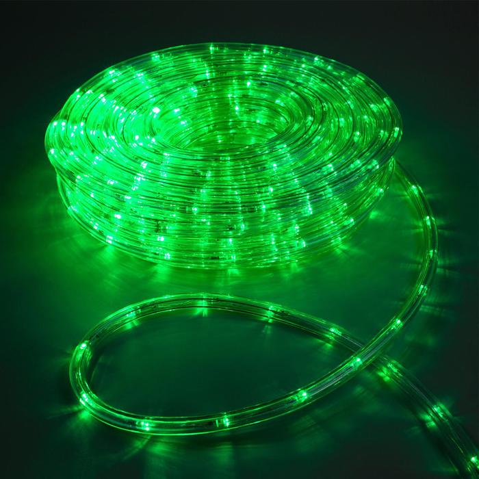 Световой шнур Luazon Lighting 10 мм, IP44, 20 м, 24 LEDм, 220 В, 8 режимов, свечение зелёное