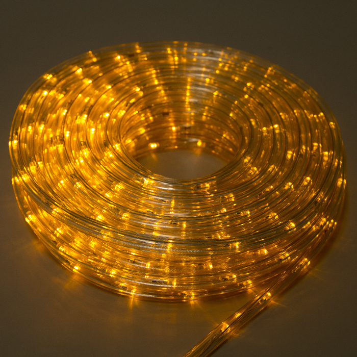 LED шнур 10 мм, круглый, 20 м, чейзинг, 2W-LED/м-24-220V, с контр. 8р, ЖЕЛТЫЙ