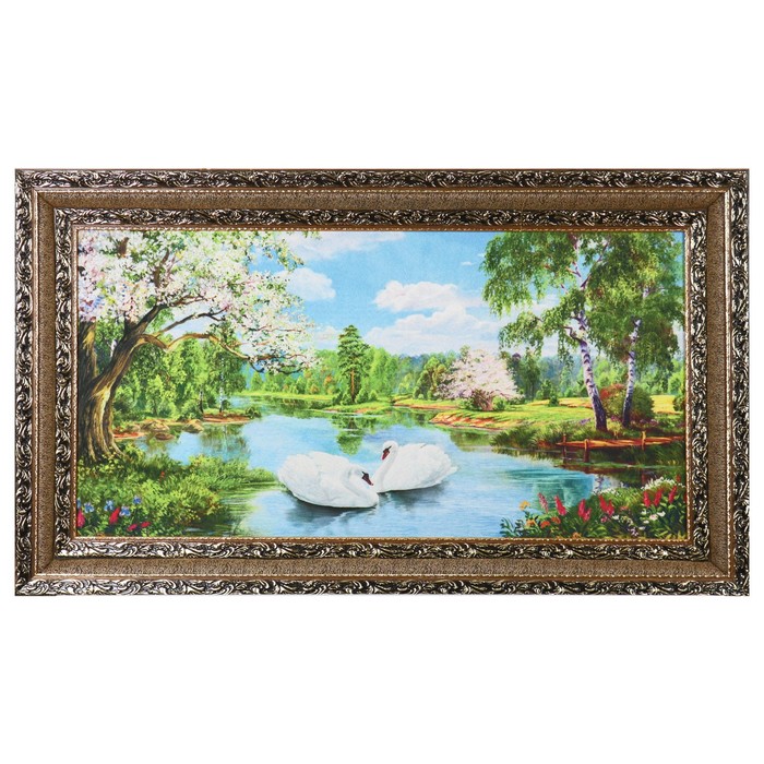 Гобеленовая картина "На реке" двойная рама