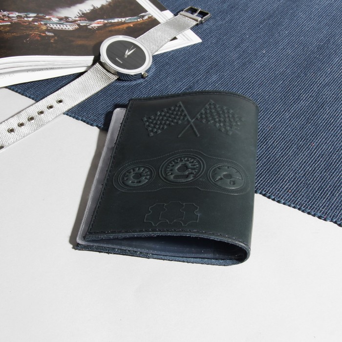 Обложка для автодокументов, тиснение, цвет серый