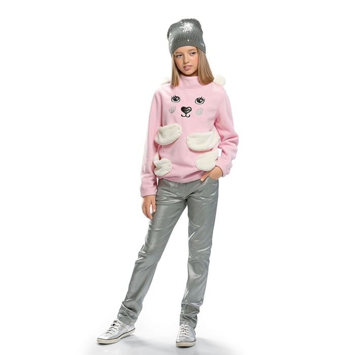 Брюки для девочки, рост 122 см, цвет серебряный