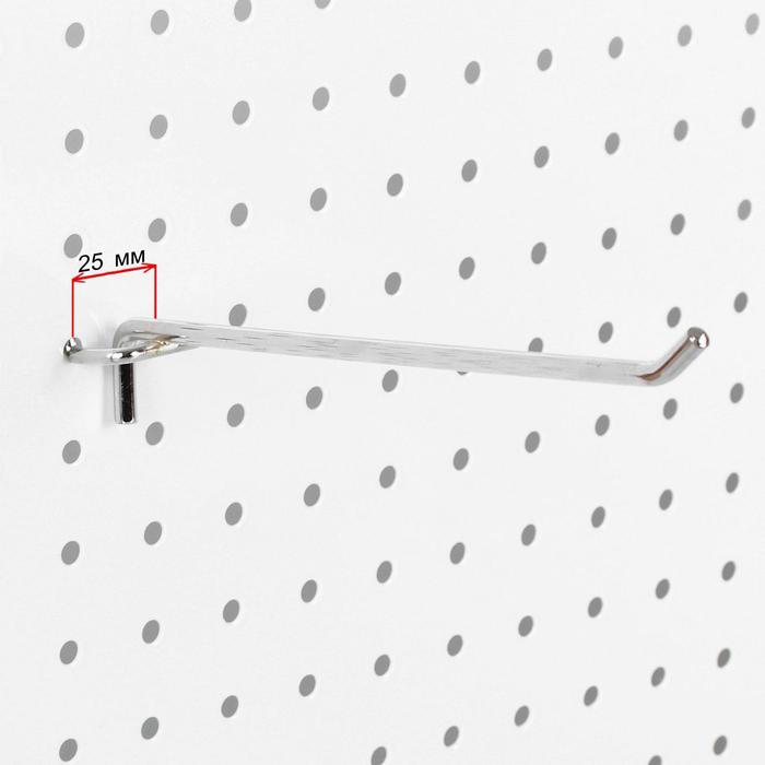 Крючок одинарный для металлической перфорированной панели L20, d6мм, цвет хром