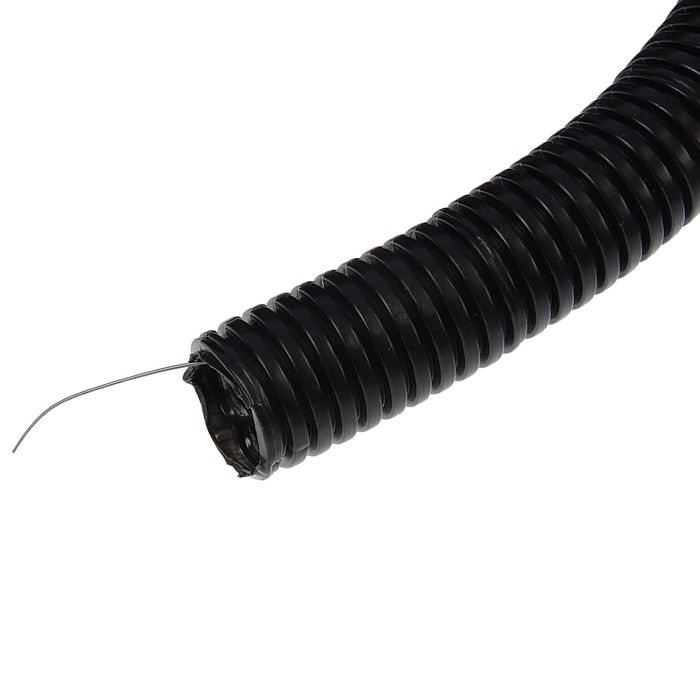 Труба гофрированная, d=25 мм,, 50 м, ПНД, с зондом, цвет черный, 55.01.011.0003