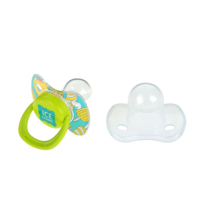 Соска-пустышка силиконовая симметричной формы Ice cream, с колпачком, от 12 мес., цвет голубой