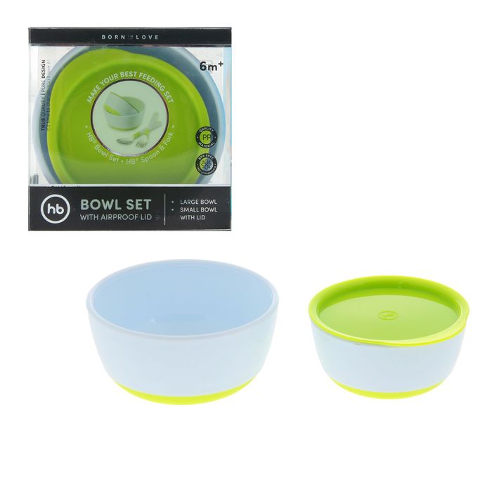 Набор детской посуды: глубокая тарелка, 2 шт., крышка, 1 шт., от 6 мес., цвет лайм