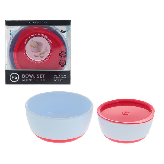 Набор детской посуды: глубокая тарелка, 2 шт., крышка, 1 шт., от 6 мес., цвет красный