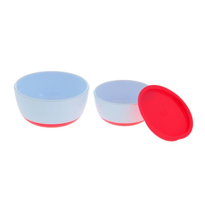 Набор детской посуды: глубокая тарелка, 2 шт., крышка, 1 шт., от 6 мес., цвет красный