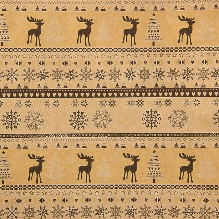 Набор бумаги упаковочной крафт "Скандинавский узор", бело-коричневая, 50 х 70 см, 10 листов