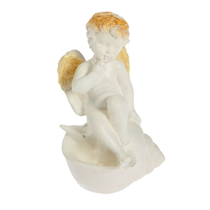 Статуэтка "Мальчик в ракушке" белая с золотом