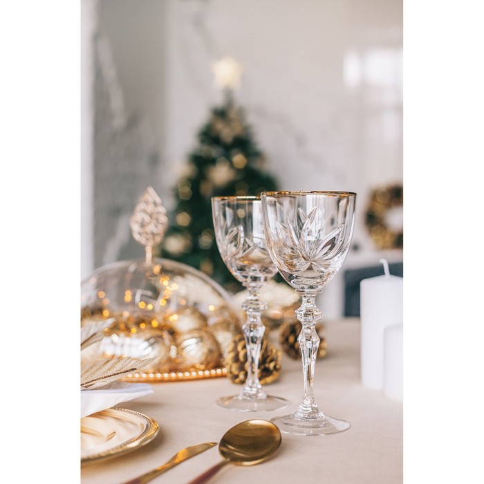 Набор бокалов для вина 160 мл "Цветок", 5 шт, отводка золотом, УЦЕНКА