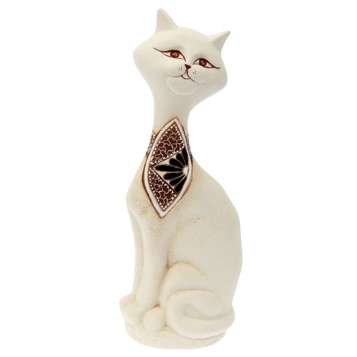 Копилка "Кот на камнях" малая, шамот, с ошейником