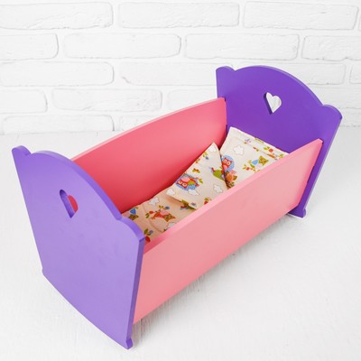Мебель кукольная «Кроватка», розово-сиреневая
