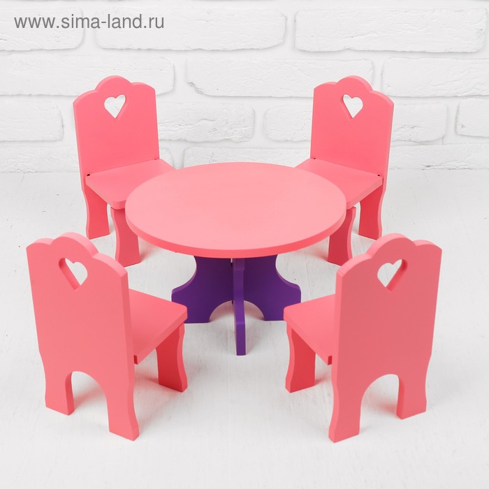 цена Мебель кукольная «Столик со стульчиками», 5 деталей