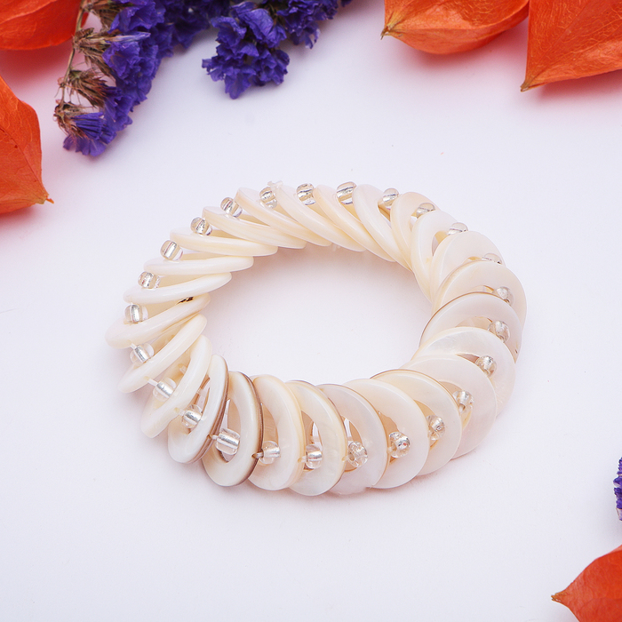 Браслет "Перламутр" кольца, цвет молочный