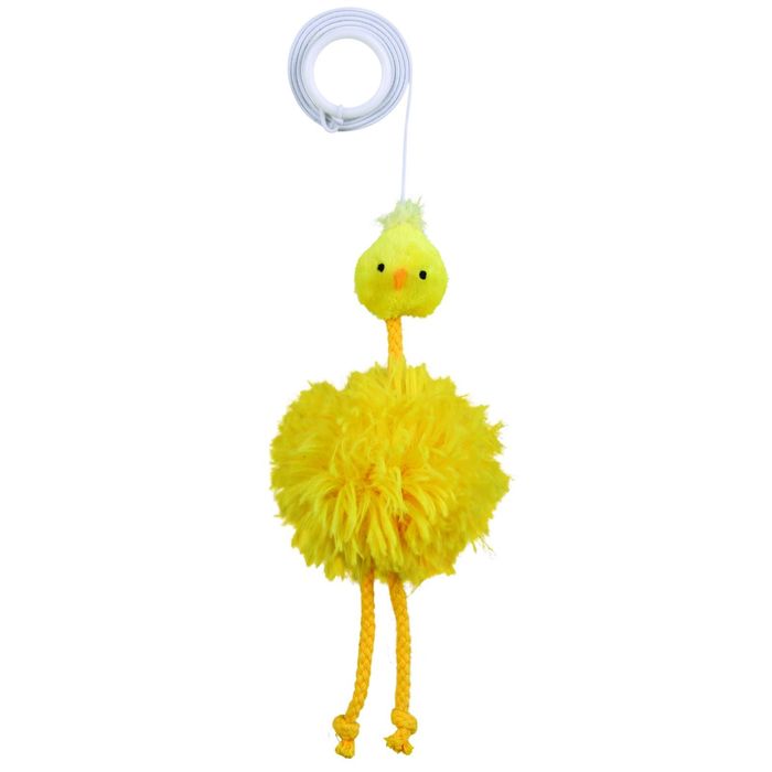 Игрушка для кошки Trixie "Цыпленок" с колокольчиком, на резинке, 20 см, плюш