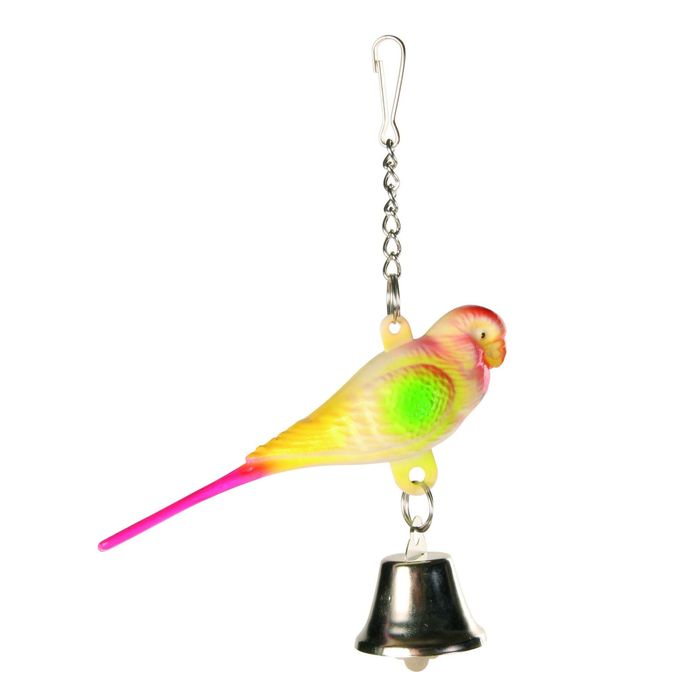 Пластиковый попугай Trixie с колокольчиком 9 см.