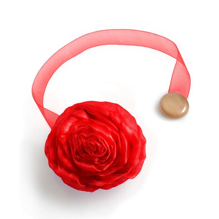 Подхват для штор на ленте "Розочка", d=8см, цвет красный