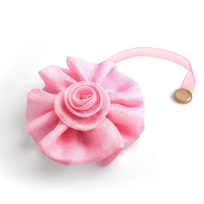 Подхват для штор на ленте "Цветок", d=15см, цвет розовый