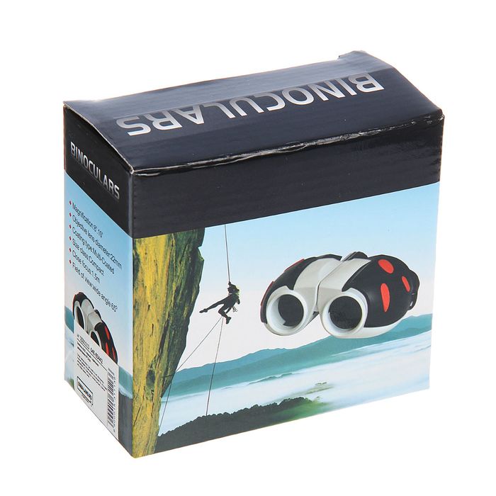 Бинокль 8х21, чёрный с красными держателями, 8х10 см