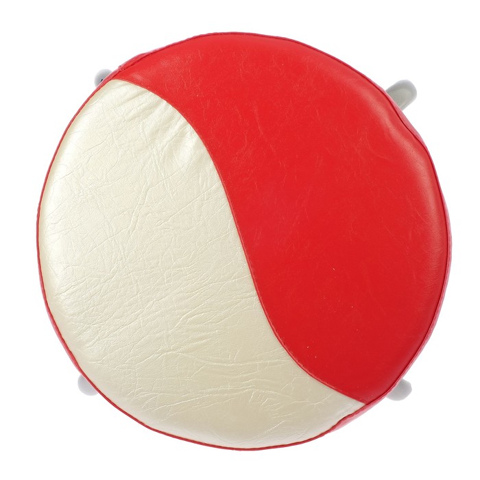 Табурет мягкий "Пуф" порошковое покрытие искра-хром, цвет красный/жемчуг